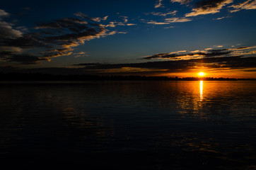 Beautiful sunset over the river Dnieper