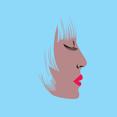 Woman with blue hair