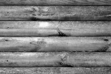 Log house beech wood texture with hammered a nails black and white