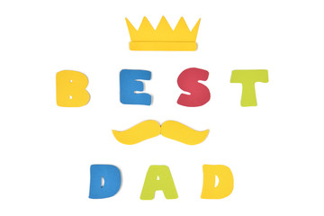 Best dad text paper cut on white background - isolated