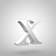 Silver letter X lowercase isolated on white background