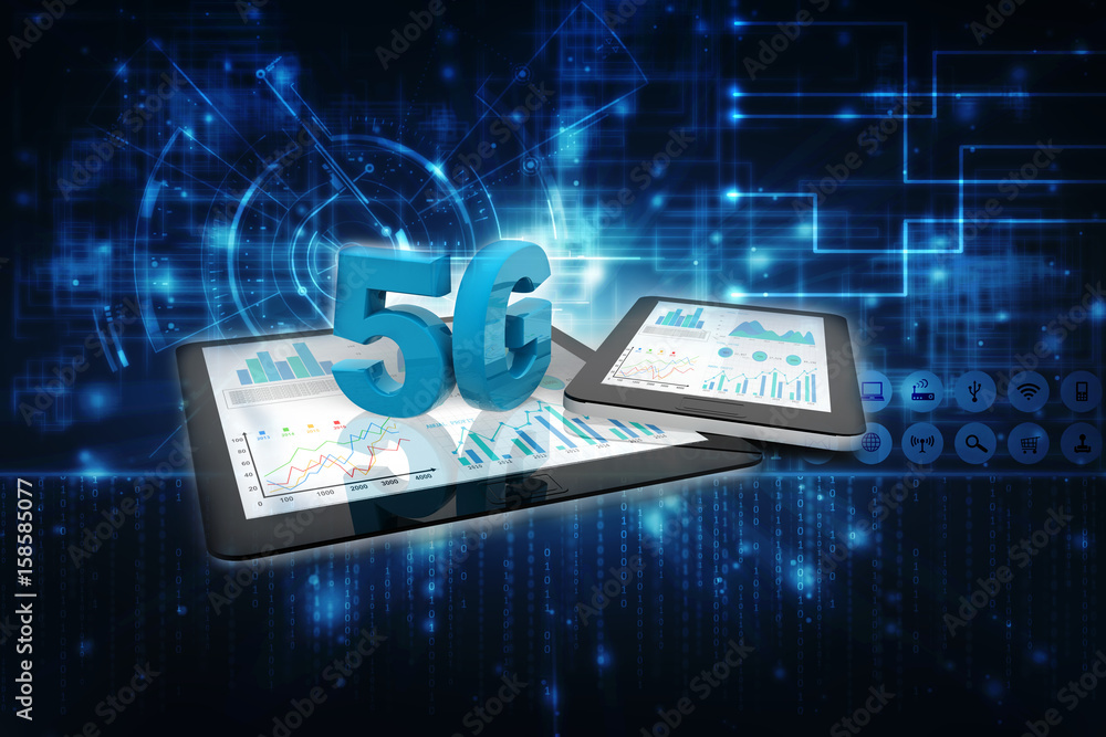 Poster 3d rendering 5g network 5g connection with data