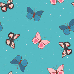 Flying butterflies seamless pattern. Vector illustration.