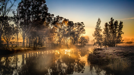 frosty river sunrise