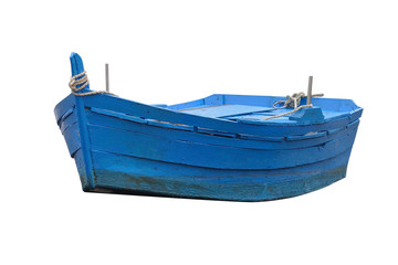 wooden fishing boat isolated on white background