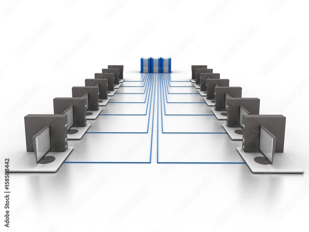 Poster 3d rendering technology computer network