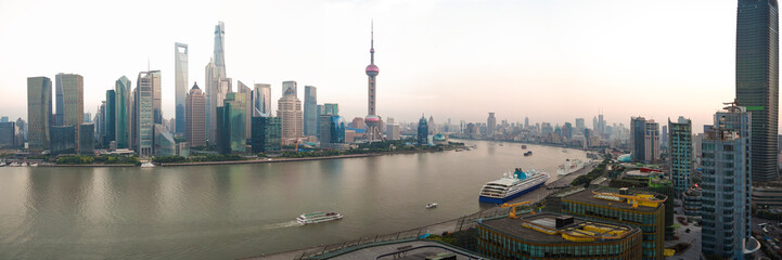 Aerial photography at Shanghai Skyline  of panorama
