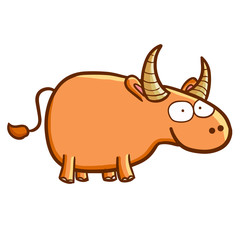 Funny and cute smiling brown buffalo - vector.