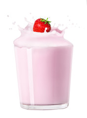 fresh strawberry and milk