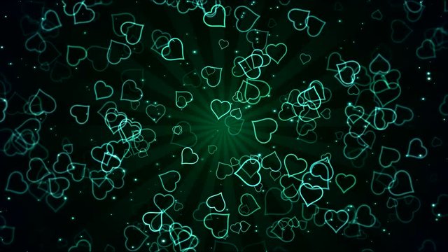 Colorful Animated Heart Shapes - Loop Turquoise Green