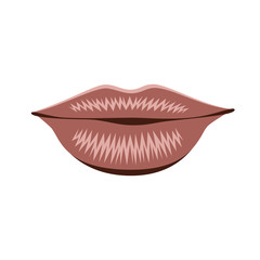Object lips pink isolated, vector