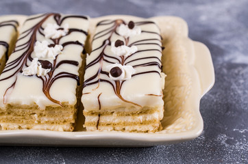 Pieces of biscuit cake