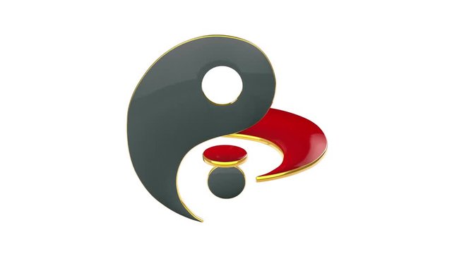 Yin-Yan (constant struggle of two opposites). Eastern culture and philosophy. Available in high-resolution and several sizes. Alpha channel is included. Seamless Looping, cyclical 3D animation.