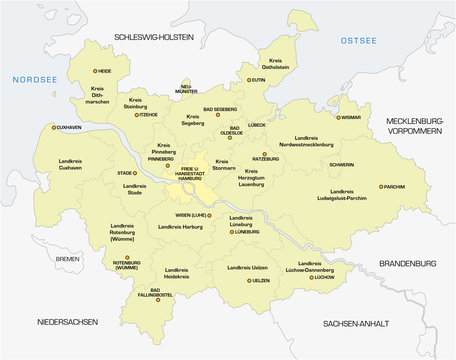 Map of the North German Metropolregion of Hamburg