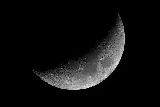 Moon in waxing crescent phase. 