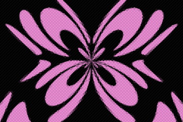 Pink and black mosaic butterfly on a black background