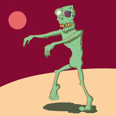 Vector illustration of a cartoon zombie with a black eye