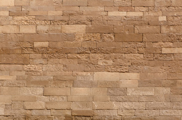 background made of bricks: close up of foot of Sphinx