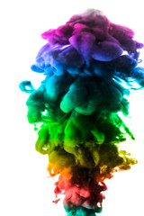 Obraz premium Acrylic colors and ink in water. Abstract frame background. Isolated on white.