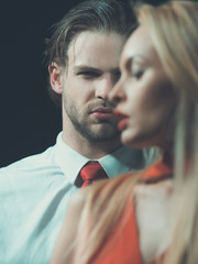 girlfriend, boyfriend, couple in love of blonde woman and man