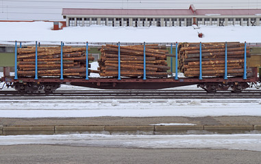 Timber on the freight train in Rovaniemi - 158597689