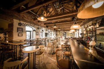 Wooden loft caffee interior