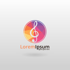 Treble clef logo. Polygonal treble clef logotype