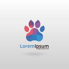 Paw logo. Multicolored paw logotype 