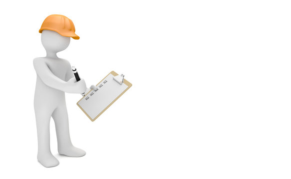 M&auml;nnchen mit Helm und Checkliste