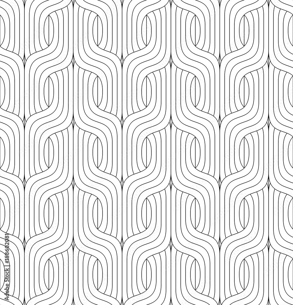 Wall mural vector seamless pattern. modern stylish texture. monochrome geometric pattern with wavy lines.