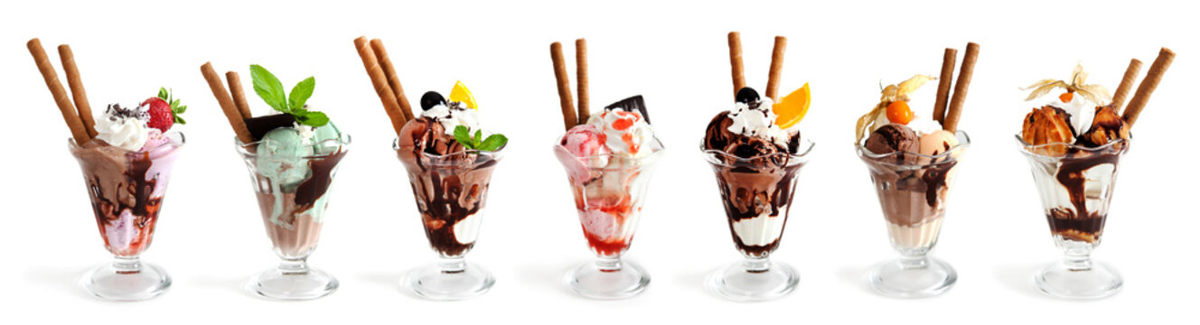 Large collection of Ice cream on white