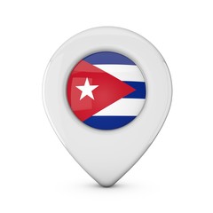 Cuba flag location marker icon. 3D Rendering