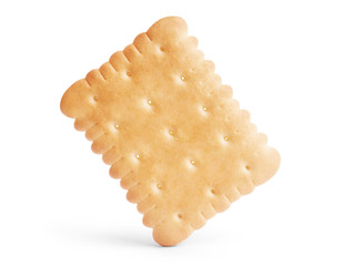 stack of square crackers isolated on white background. Dry cracker cookies isolated