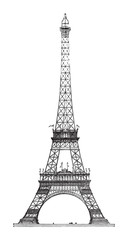 Eiffel tower in Paris (France) / vintage illustration