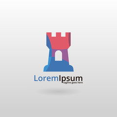 Castle tower logo. Multicolored tower logotype 