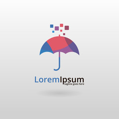 Umbrella logo. Polygonal umbrella logotype 