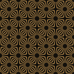 floral geometric japanese style seamless in gold and black