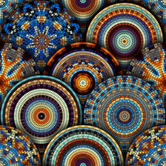 Seamless background pattern. Decorative geometric mosaic art pattern.