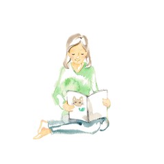 読み聞かせ、母のみ、表紙ネコ
