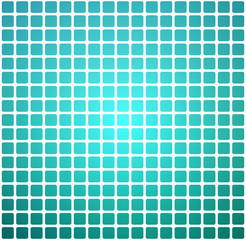 Turquoise shades rounded mosaic background over white square