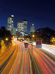 Car trails with Sydney city on the background