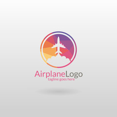 Airplane logo. Polygonal airplane logo - 158609253