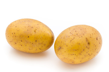 Raw potato isolated on white background.