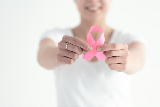 Wife Holding A Pink Ribbon