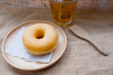 Close up of donuts glazed with a sugar
