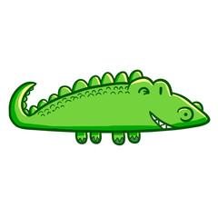 Funny and cute rounded crocodile smiling happily - vector.