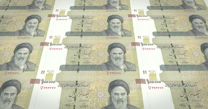 Banknotes of one hundred thousand iranian rials of Iran, cash money, loop