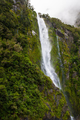 Obraz premium Majestic Stirling Falls at Milford Sound, Fiordland national park, South Island, New Zealand