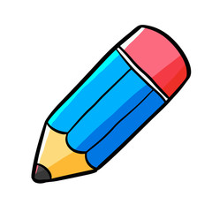 Funny and cute short blue pencil - vector.