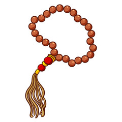 Cute red brown prayer beads made from wood - vector
